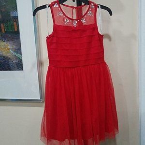 Sequin Hearts Girls Red Dress with Stones Size 10